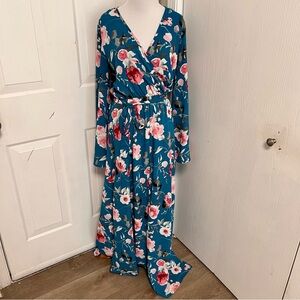 Pink Lily Floral Maxi Dress F1